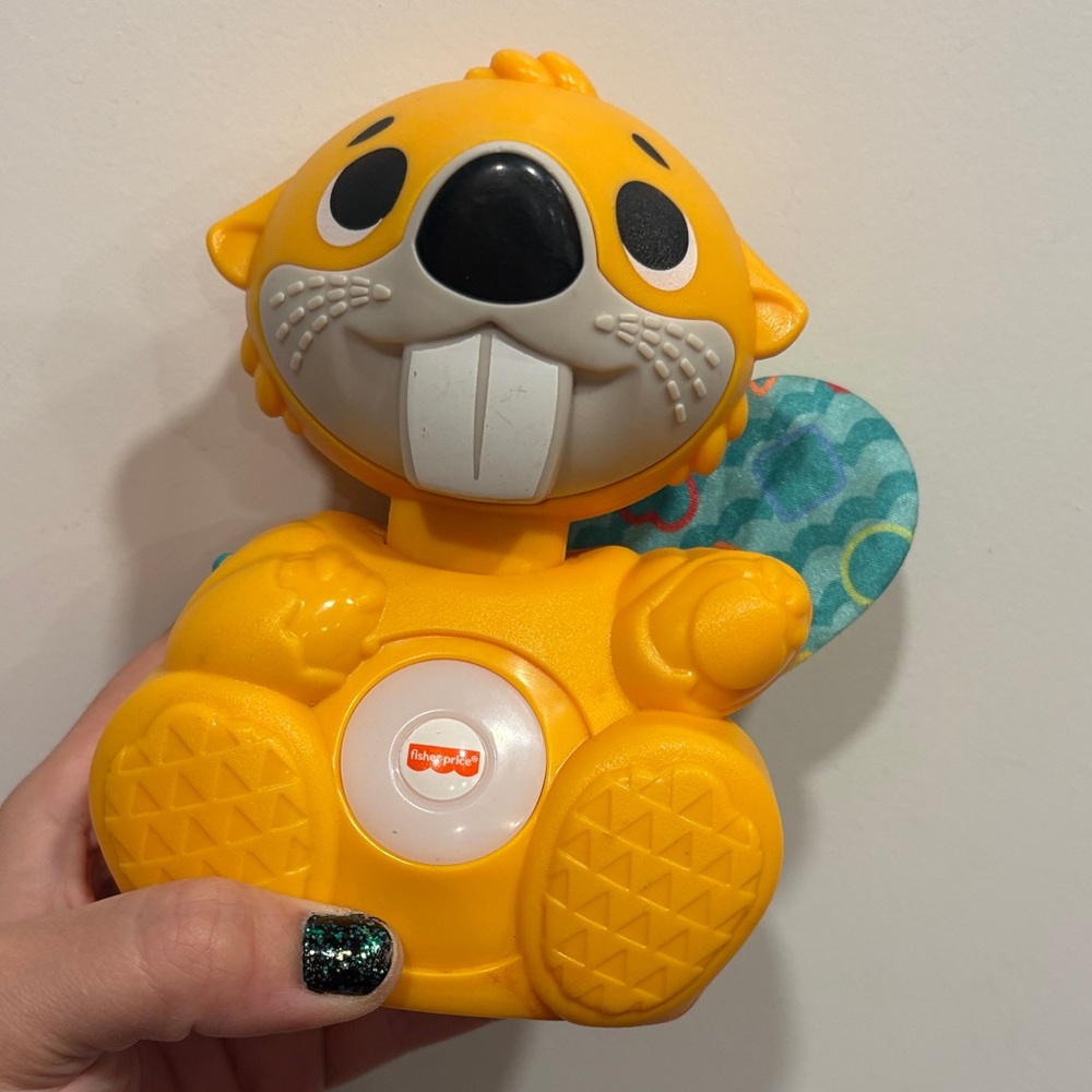 Fisher-Price Yellow Linkimals Boppin Beaver with Teal Patterned Tail